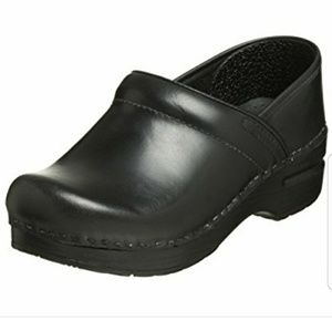 Dansko black leather clogs